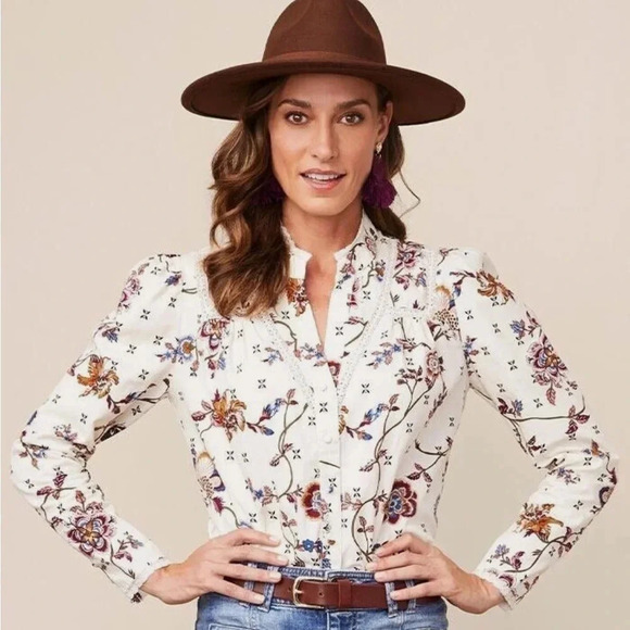 Matilda Jane Good Hart “Monica” Style Floral Button Up Shirt Size Medium - Picture 9 of 9